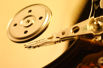 geöffnete harddisk, nahaufnahme