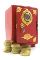 mini safe and gold coins