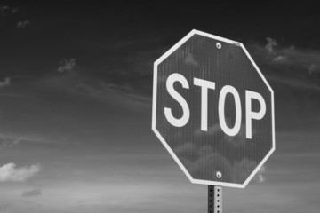 stop sign - black and white