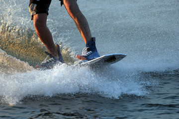water ski boarders feet - obrazy, fototapety, plakaty