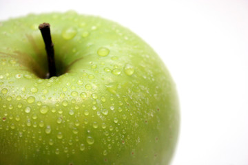 green apple with drops