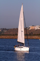 sailboat under power