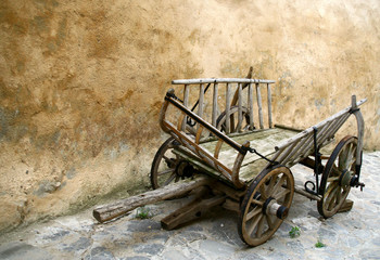 old wooden cart in ghosttown