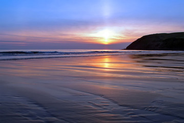 coucher de soleil sur la mer d& 39 irlande