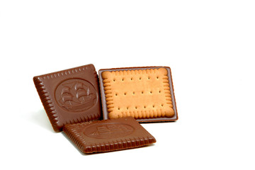 cakes with chocolate on white