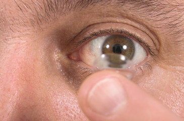 close-up of contact lens and eye 2