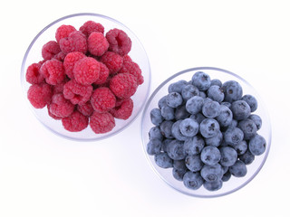 blueberries and raspberries