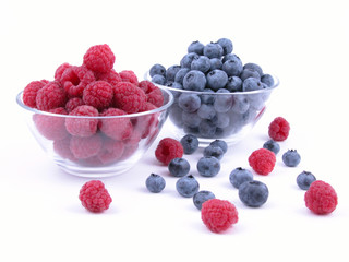 blueberries and raspberries