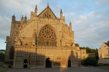 exeter cathedral evening light