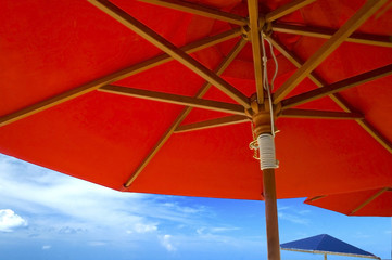 red & blue umbrellas