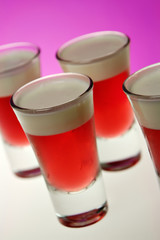Red gelatin and cream dessert