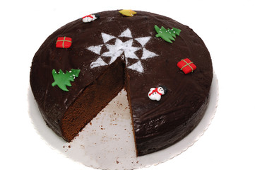 angeschnittener weihnachtskuchen