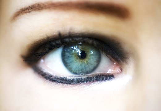 close-up woman eye