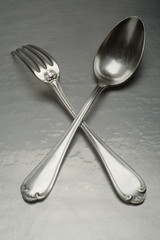 old silver fork and spoon