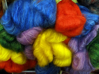 brightly colored yarn