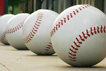 row of baseballs