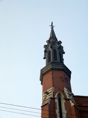 red brick spire