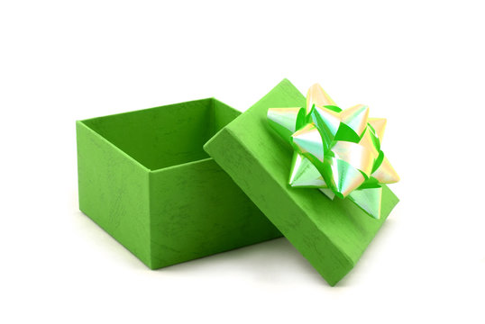 Green Gift Box With Big Ribbon