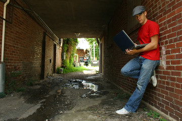 man with laptop