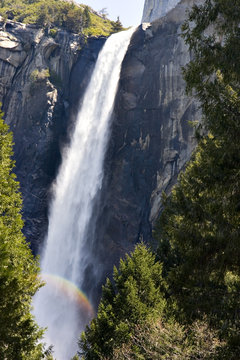 bridalveil waterfall with a rainbow