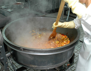 giant wok cooking