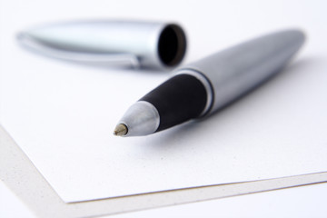 ball-point pen on blank paper, selective focus