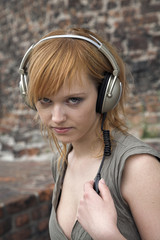 woman listening to music outdoor