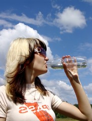 the girl drinking water