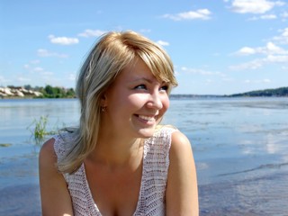 happy girl on beach