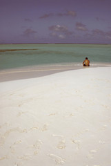 lonely boy on a maldivian island