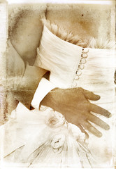 vintage image of bridal couple on textured background