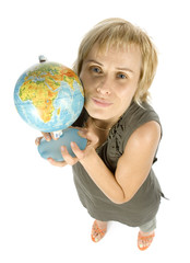 woman with globe