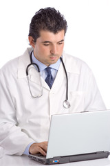 young doctor working on a laptop