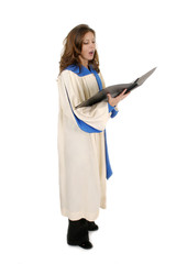 woman in church robe singing 4