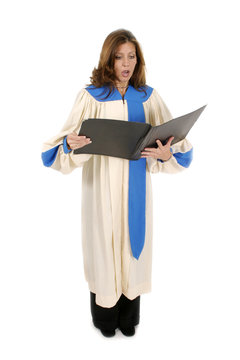 Woman In Church Robe Singing 2