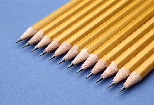 row of sharpened pencils
