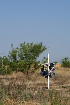 Cross On Roadside Grave