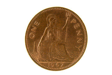 old british penny isolated