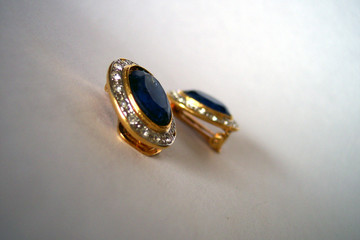 blue earring with diamonds