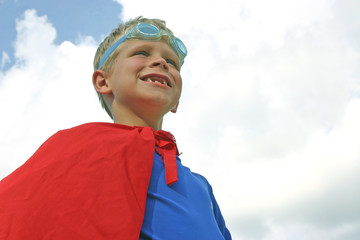 superhero in the clouds