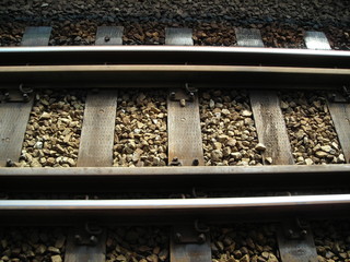 Obraz premium closeup mrt train tracks
