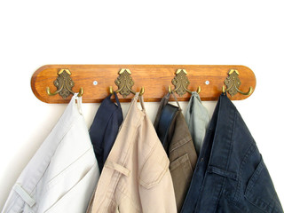 pants hung on the hooks