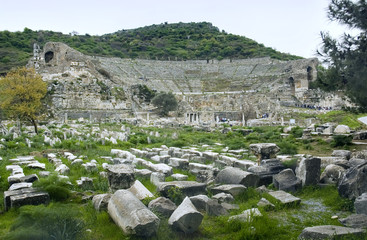 Fototapeta na wymiar great theater with ephesian ruins