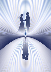 wedding couple reflection