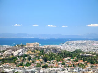 Wall murals Athens athens and its acropolis distant view