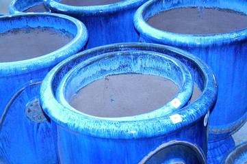Fototapeta premium blue ceramic pots