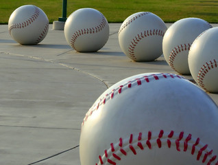 six giant baseballs