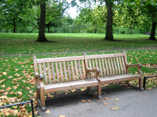 wooden benches in a park