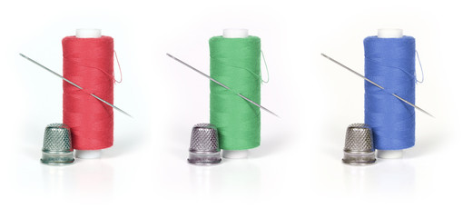 thread, thimble and needle