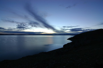 sunrise over namtso lake